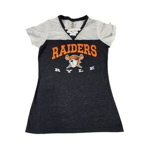 Pel Athletic Womens Raiders Ryle Lace Up Mesh Sleeve Jersey Tee Charcoal Small